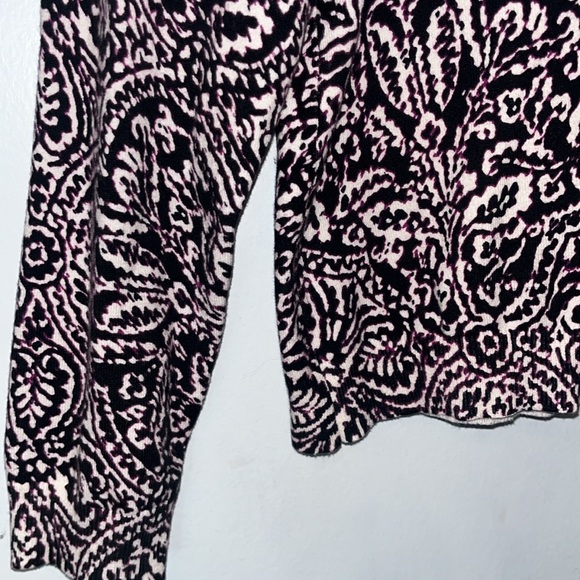 NWT Madison Lightweight Cardigan Sweater Plum White Floral Leaf Boho Print Sz XL - Picture 6 of 11